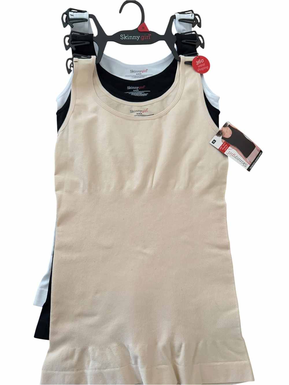 Skinnygirl 3-Pack Seamless Scoop Neck Tanks - Nude, Black, White